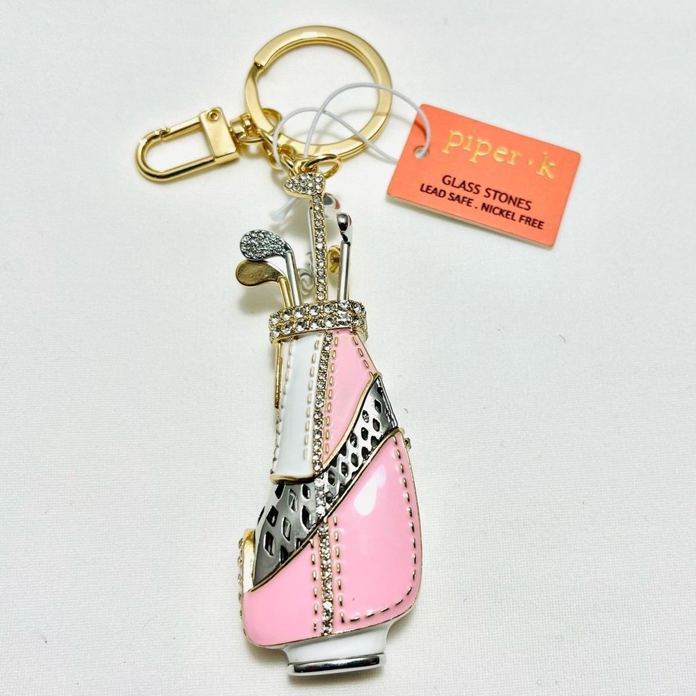 Piper-K Golf Bag Charm & Key Chain Gold Pink